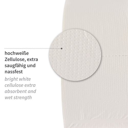 Preview: Toilettenpapier weiss Großrolle Frischfaser 1000 Blatt Ø 20,0cm 2-lagig